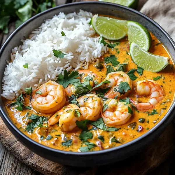 Aromatisches Garnelen Curry mit Kokosmilch und Reis