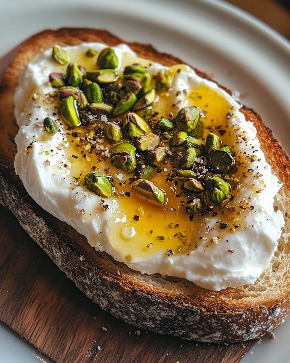 Burrata-Toast mit Pistazien und heißem Honig