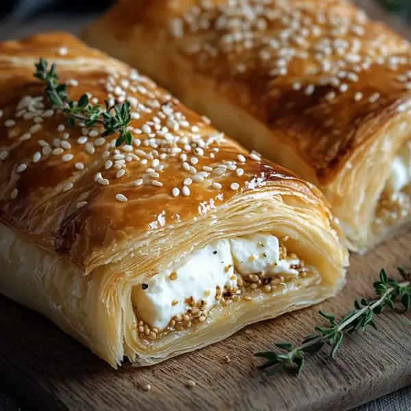 Feta im Blätterteig mit Sesam und Thymian