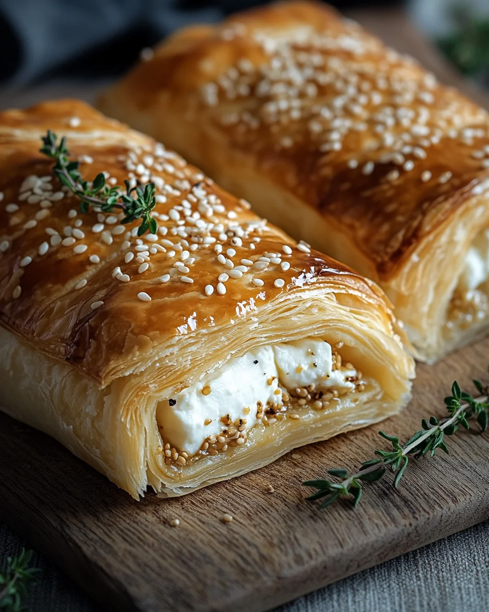 Feta im Blätterteig mit Sesam und Thymian
