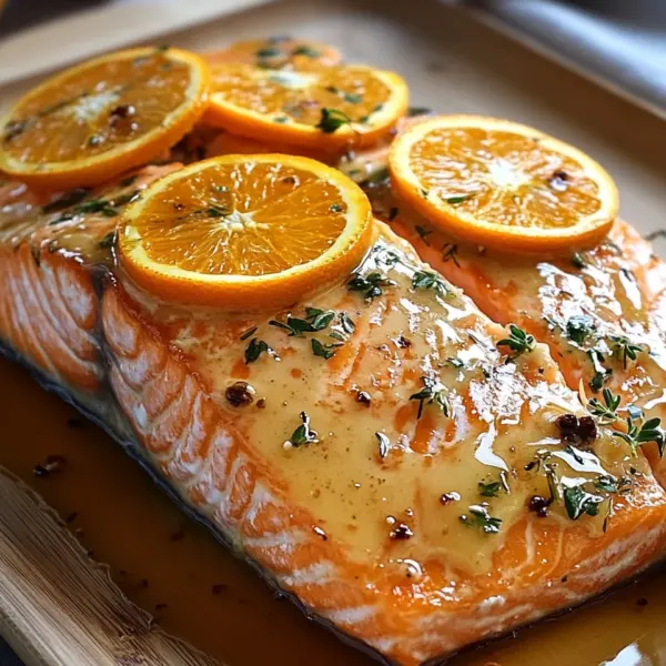 Gebackener Orangen-Lachs mit Honig-Senf-Glasur