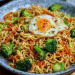 Gebratene Nudeln mit Gem&uuml;se und Ei - asiatisch