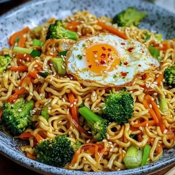Gebratene Nudeln mit Gemüse und Ei - asiatisch