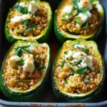 Gef&uuml;llte Zucchinis mit Couscous und Feta