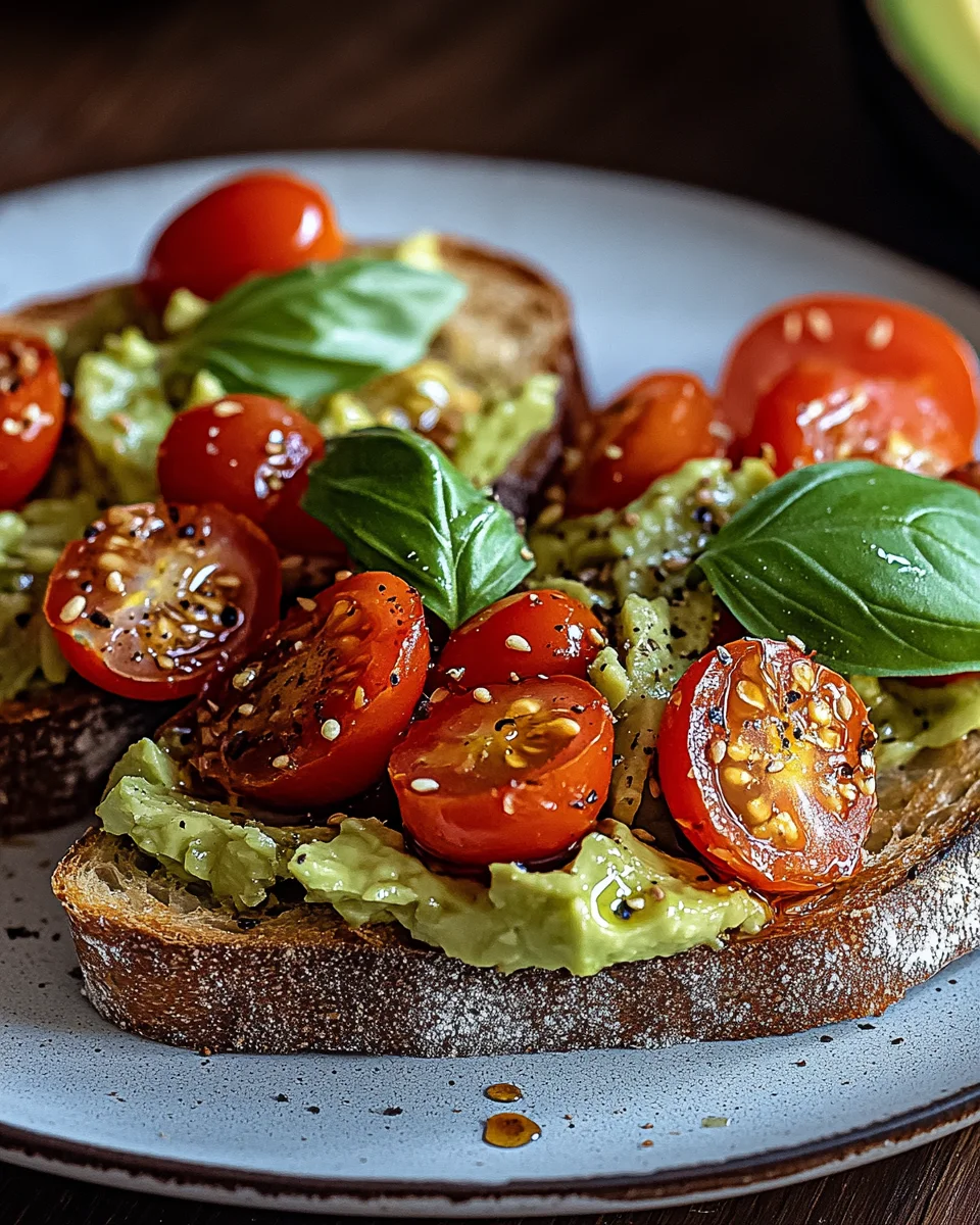 Geröstetes Brot mit Avocadobutter und Tomatensalat 19 Geröstetes