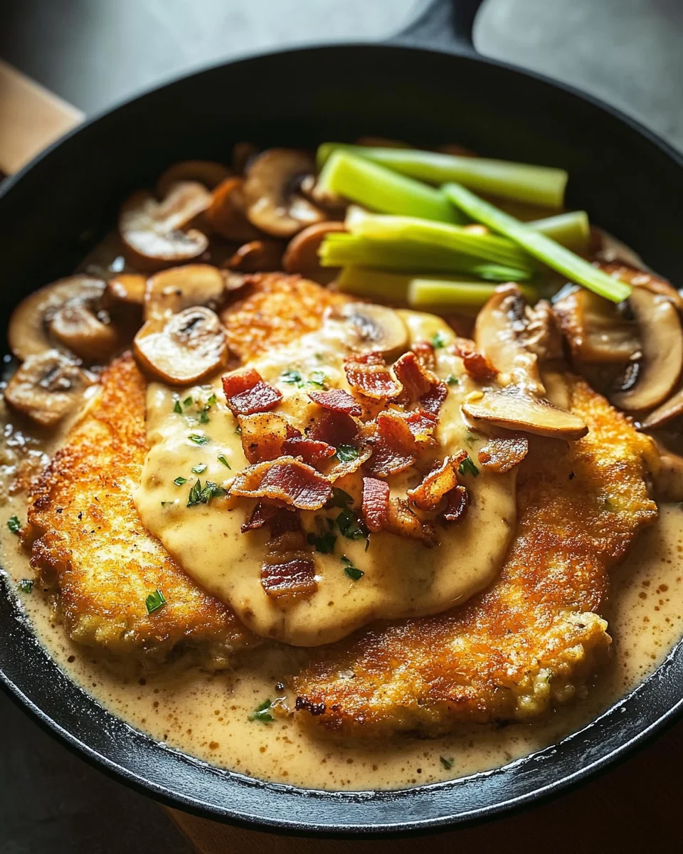 Geschmorte Schnitzelpfanne in k&ouml;stlicher J&auml;gersauce Rezept