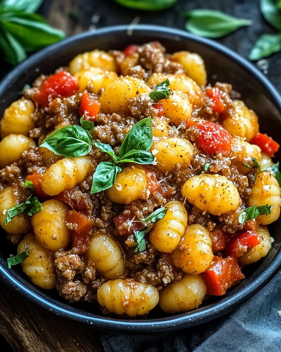 Gnocchi Pfanne mit Hackfleisch und Paprika 25 Gnocchi