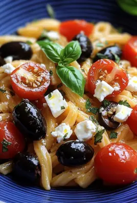 Griechische Reisnudeln mit Tomaten, Feta und Oliven