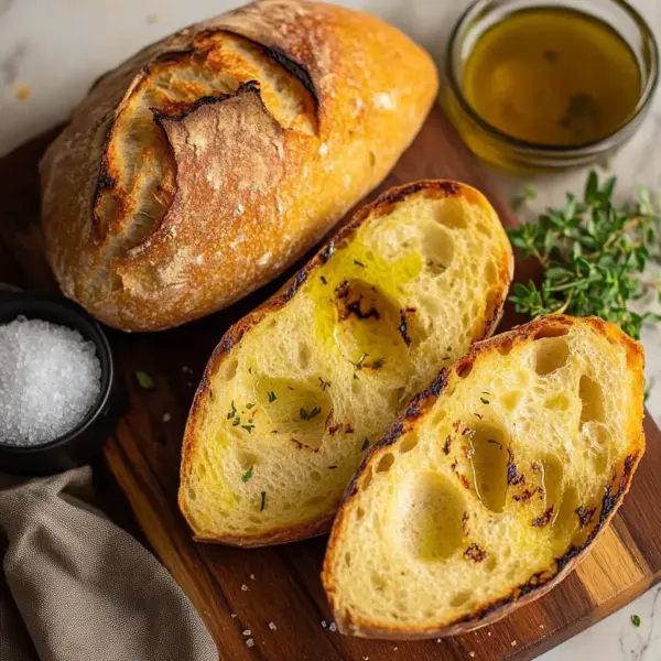 Grillbrot mit Olivenöl und Meersalz