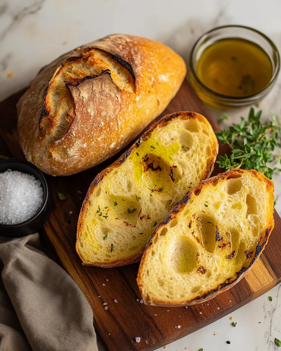 Grillbrot mit Olivenöl und Meersalz
