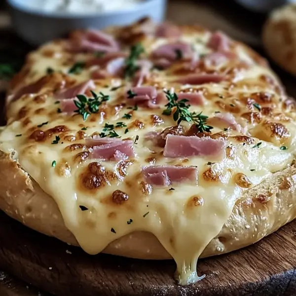 Handbrot mit Schinken und Käse