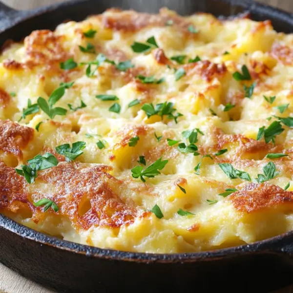 Hüttenkäse Kartoffelrösti Auflauf
