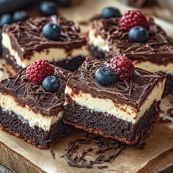 Käsekuchen Brownies mit Frischkäse und Schokolade