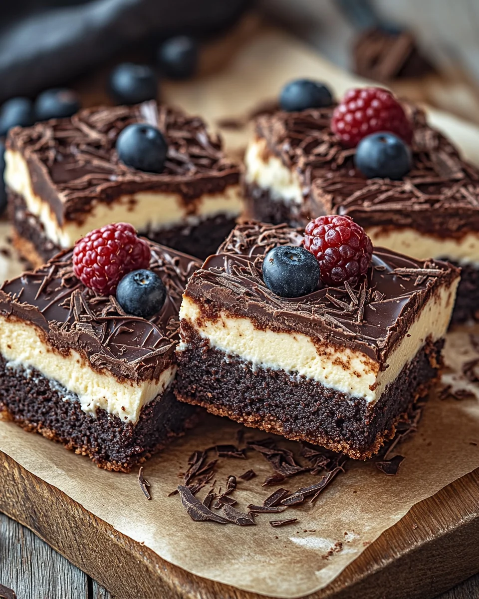 K&auml;sekuchen Brownies mit Frischk&auml;se und Schokolade