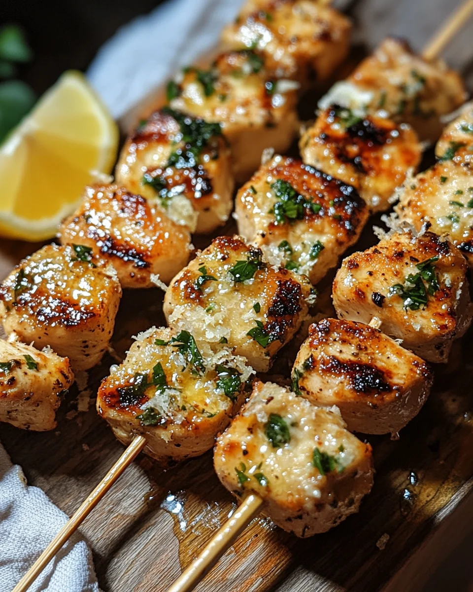 Knoblauch-Parmesan-Hähnchenspieße 20 Knoblauch-Parmesan-Hähnchenspieße
