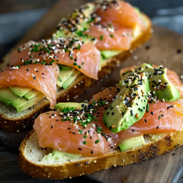 Lachs Avocado Laugenstange mit Topping