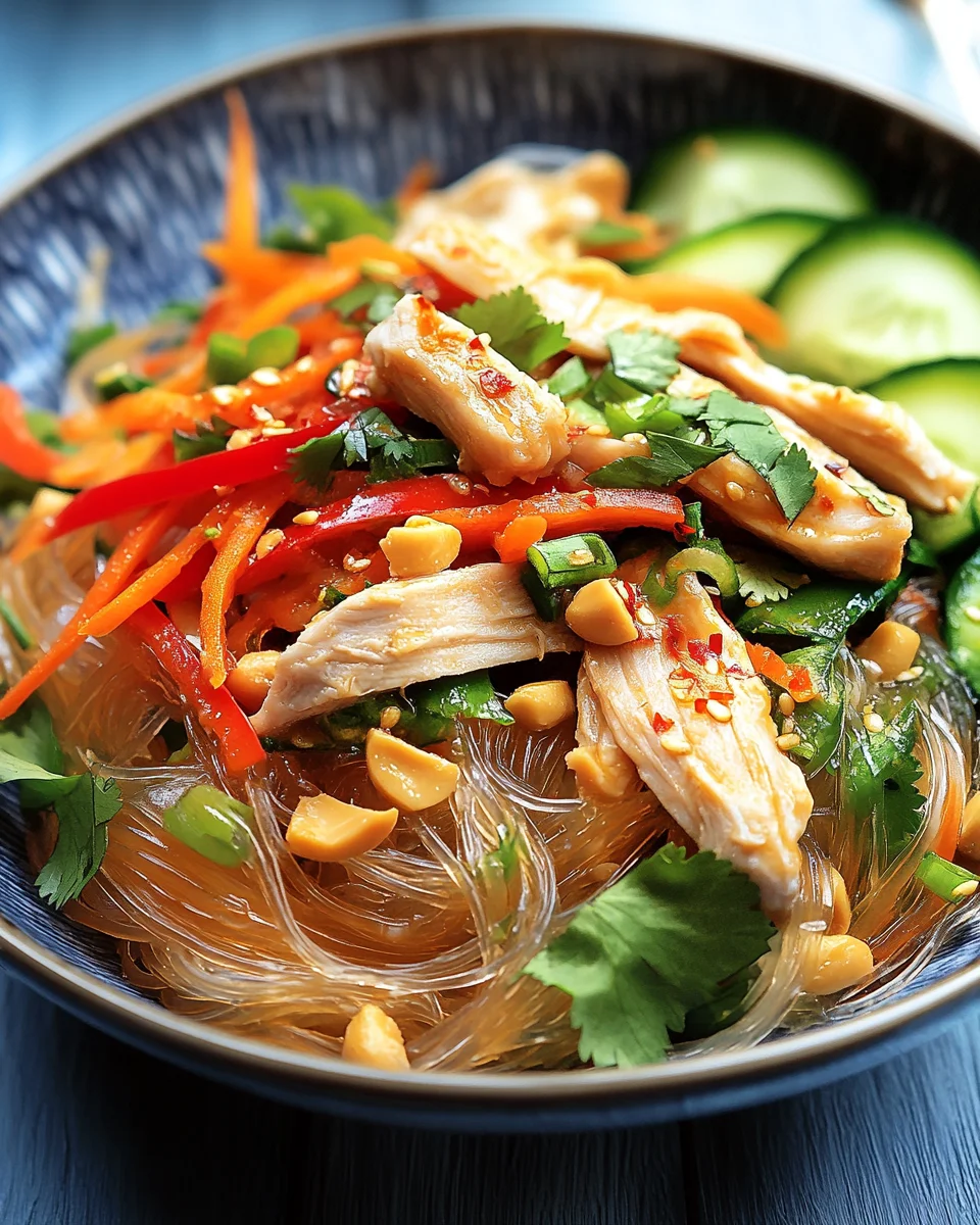 Lauwarmer Glasnudelsalat mit Erdnusshähnchen 28 Lauwarmer