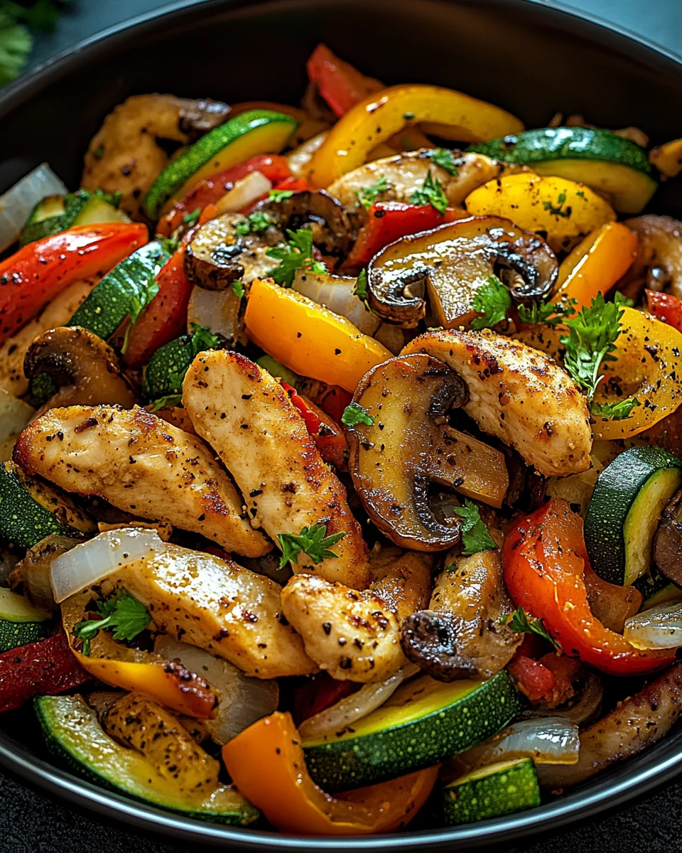 Low-Carb Gem&uuml;sepfanne mit Gefl&uuml;gel