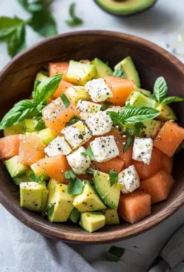 Melonen Feta Salat mit Avocado