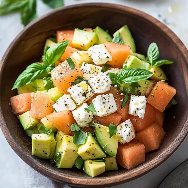 Melonen Feta Salat mit Avocado