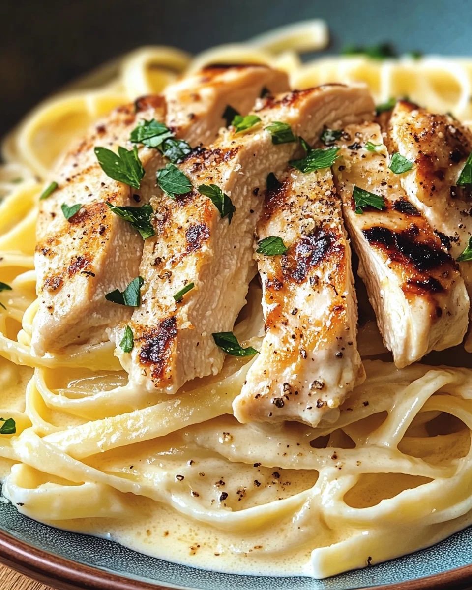 Pasta Alfredo mit gebratenem H&auml;hnchen