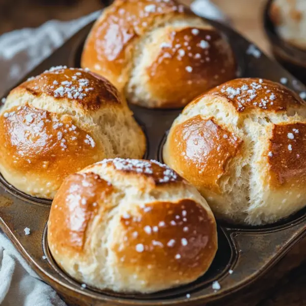 Rezept für Laugenbrötchen im Muffinsblech gebacken