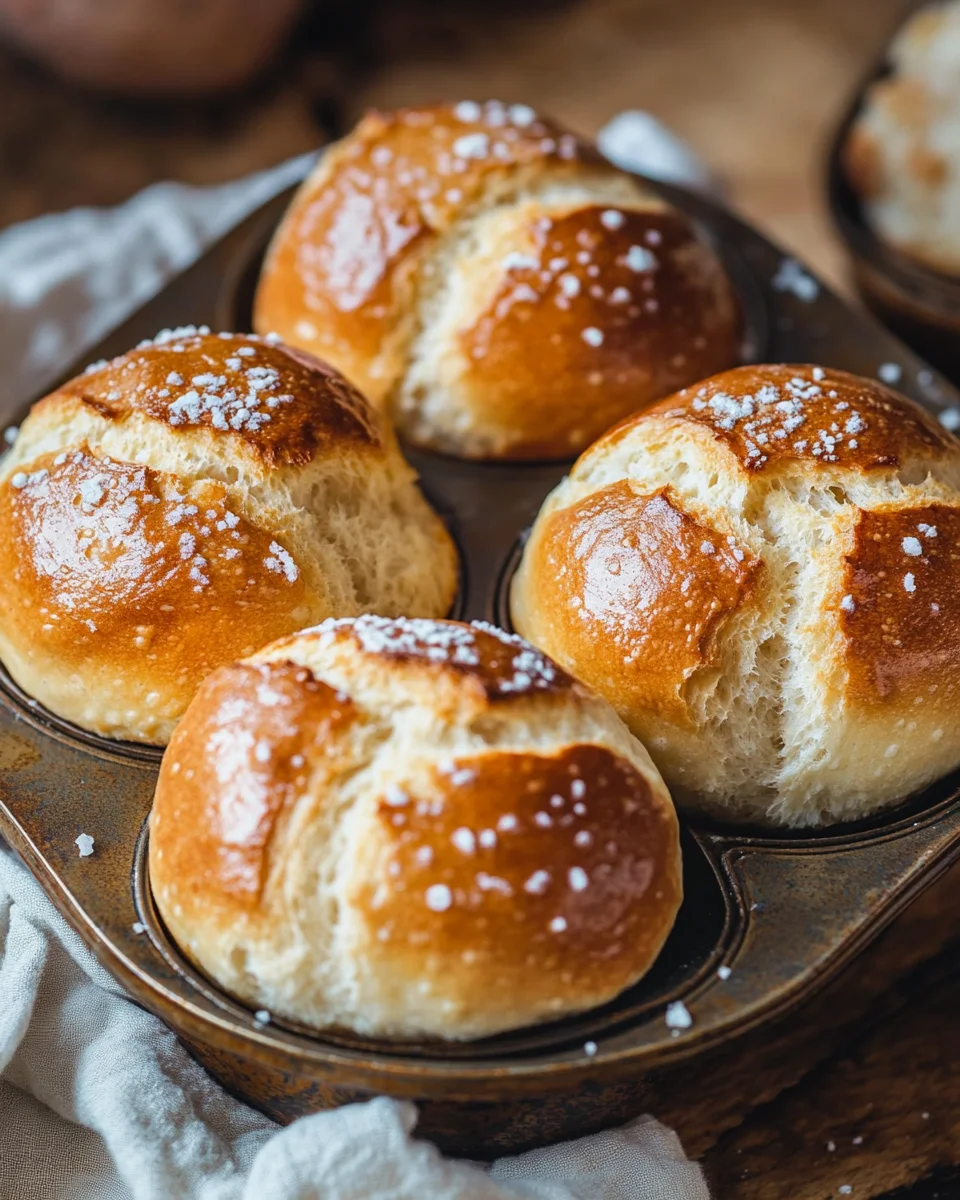 Rezept für Laugenbrötchen im Muffinsblech gebacken