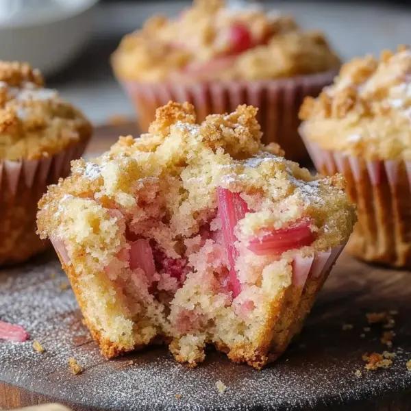 Rhabarber-Muffins mit Vanillestreuseln