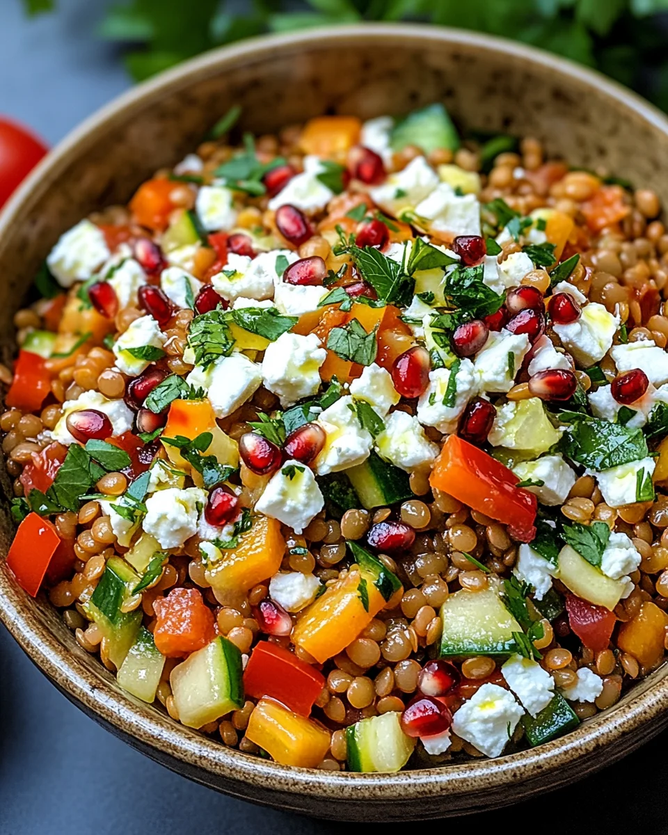 Rote Linsen Salat Orientalisch mit Feta