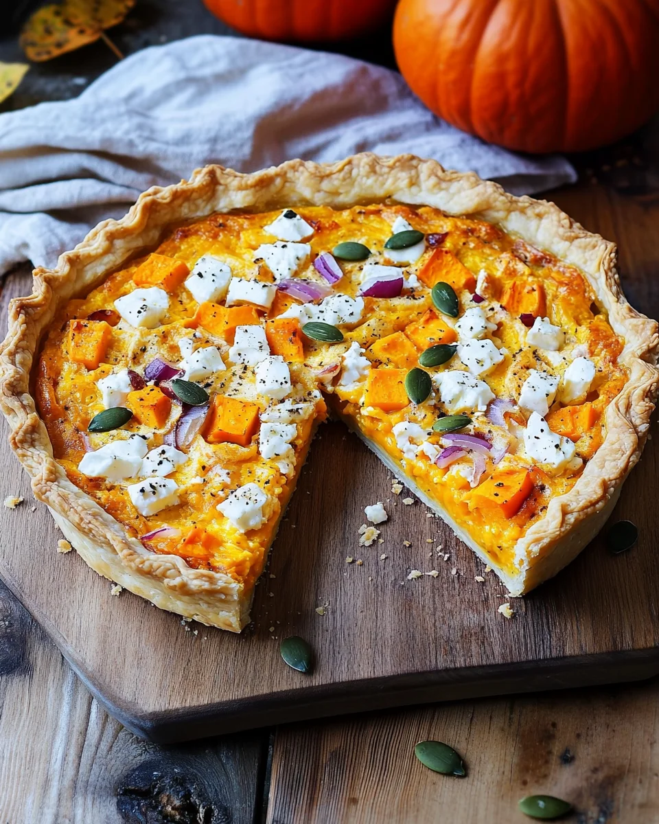Saftige K&uuml;rbis-Quiche mit Feta