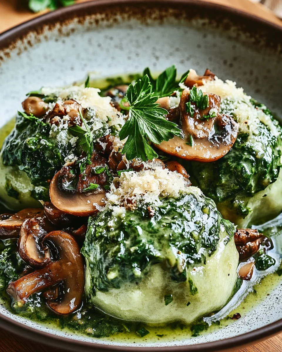 Spinat-Knödel mit Pilzragout 20 Spinat-Knödel