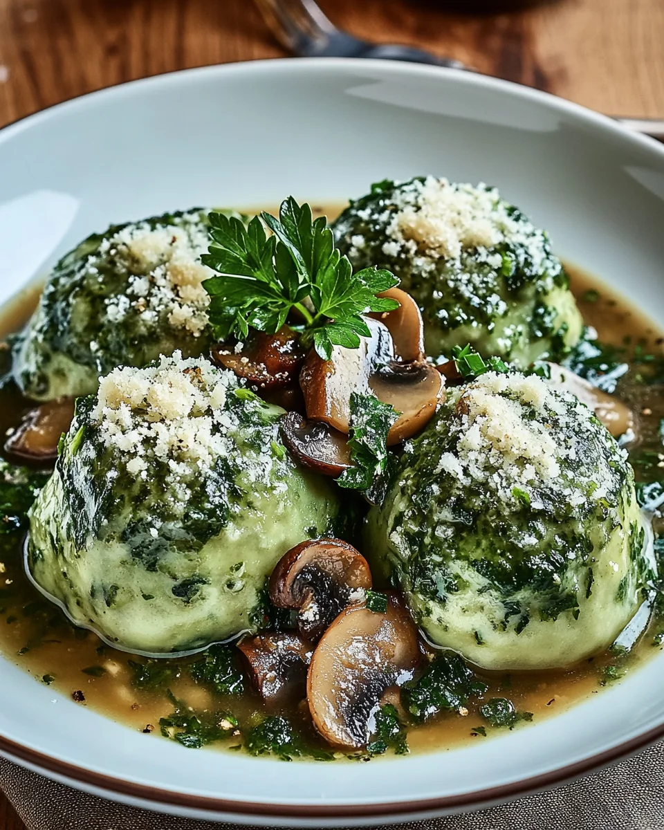 Spinat-Knödel mit Pilzragout 22 Spinat-Knödel mit Pilzragout