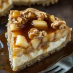 Apfel-Cheesecake mit Walnuss-Streuseln und Karamellsauce