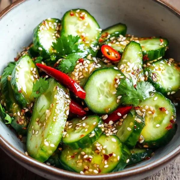 Asiatischer Gurkensalat mit Chili & Sesam