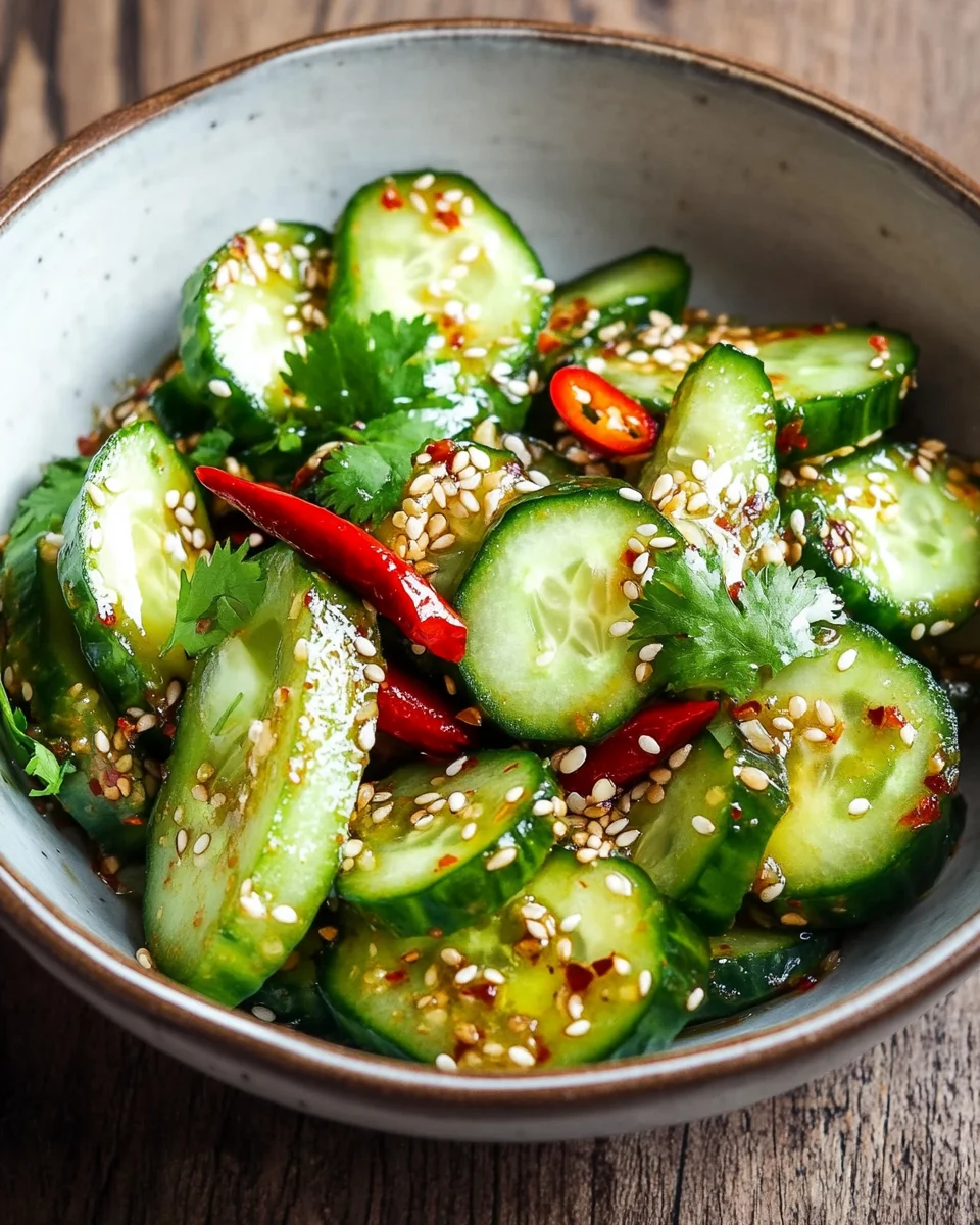 Asiatischer Gurkensalat mit Chili & Sesam