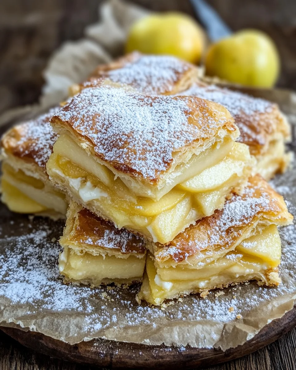 Blätterteigkuchen mit Puddingcreme und Apfel 21 Blätterteigkuchen mit Puddingcreme und Apfel
