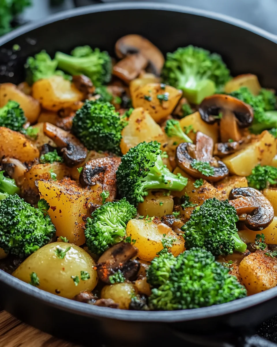 Brokkoli Kartoffel Pfanne mit Pilzen 20 Brokkoli