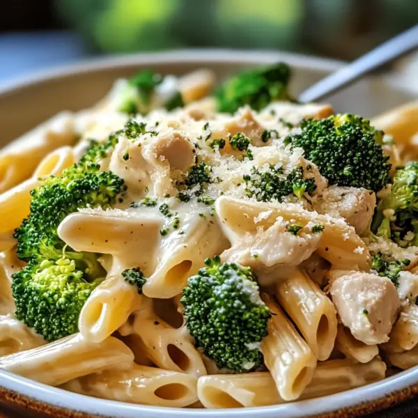 Cremige Hähnchen-Brokkoli-Alfredo Pasta