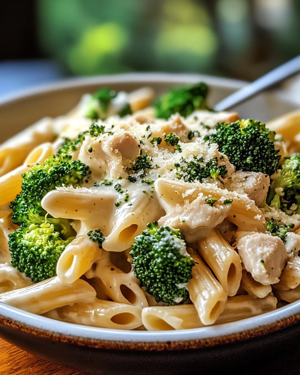 Cremige Hähnchen-Brokkoli-Alfredo Pasta