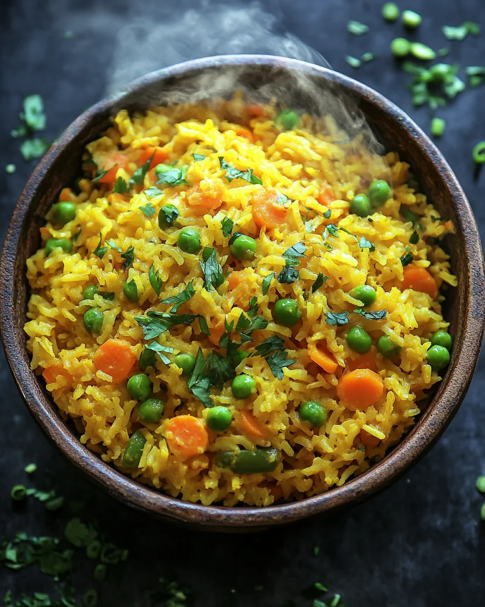 Curryreis mit Erbsen und Möhren