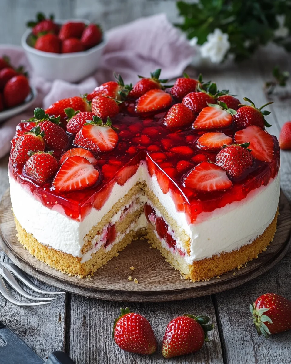 Erdbeertorte mit Biskuit und Quark 27 Erdbeertorte