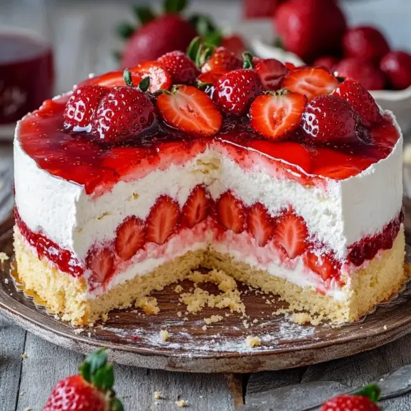 Erdbeertorte mit Biskuit und Quark