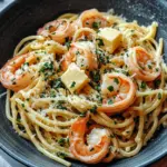 Garnelen Pasta mit Kr&auml;uterbutter und Knoblauch