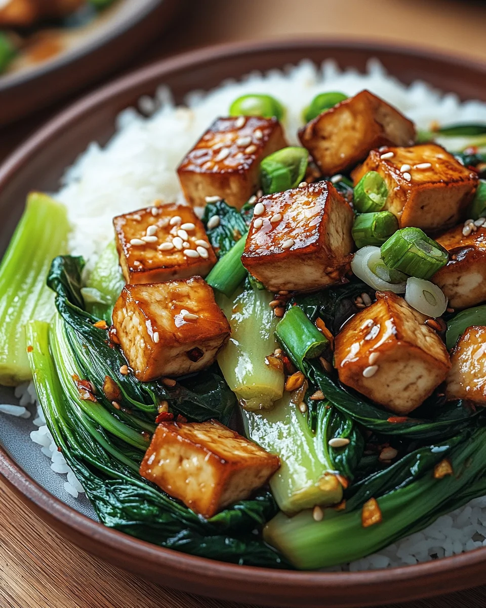 Gebratener Pak Choi mit knusprigem Tofu und Reis 19 Gebratener
