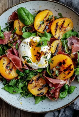Gegrillter Nektarinen-Burrata-Prosciutto-Salat