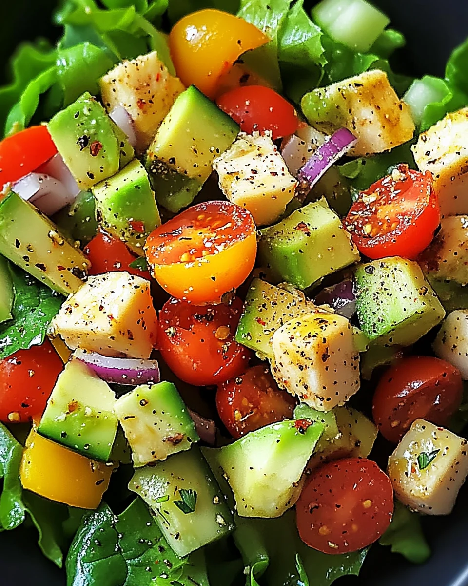 Gesunder Avocado Hähnchen Salat