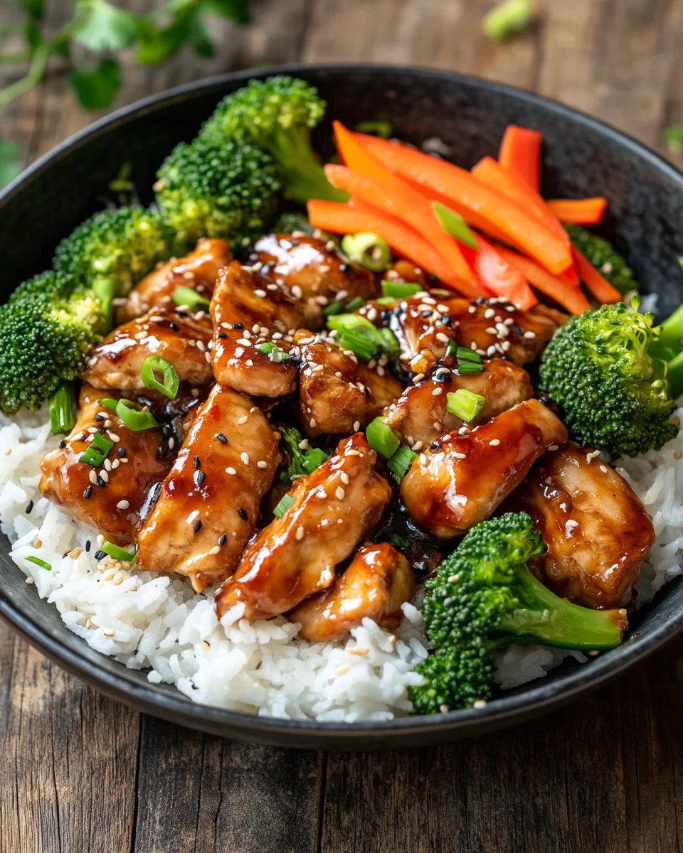 H&auml;hnchen-Teriyaki mit Brokkoli und Reis