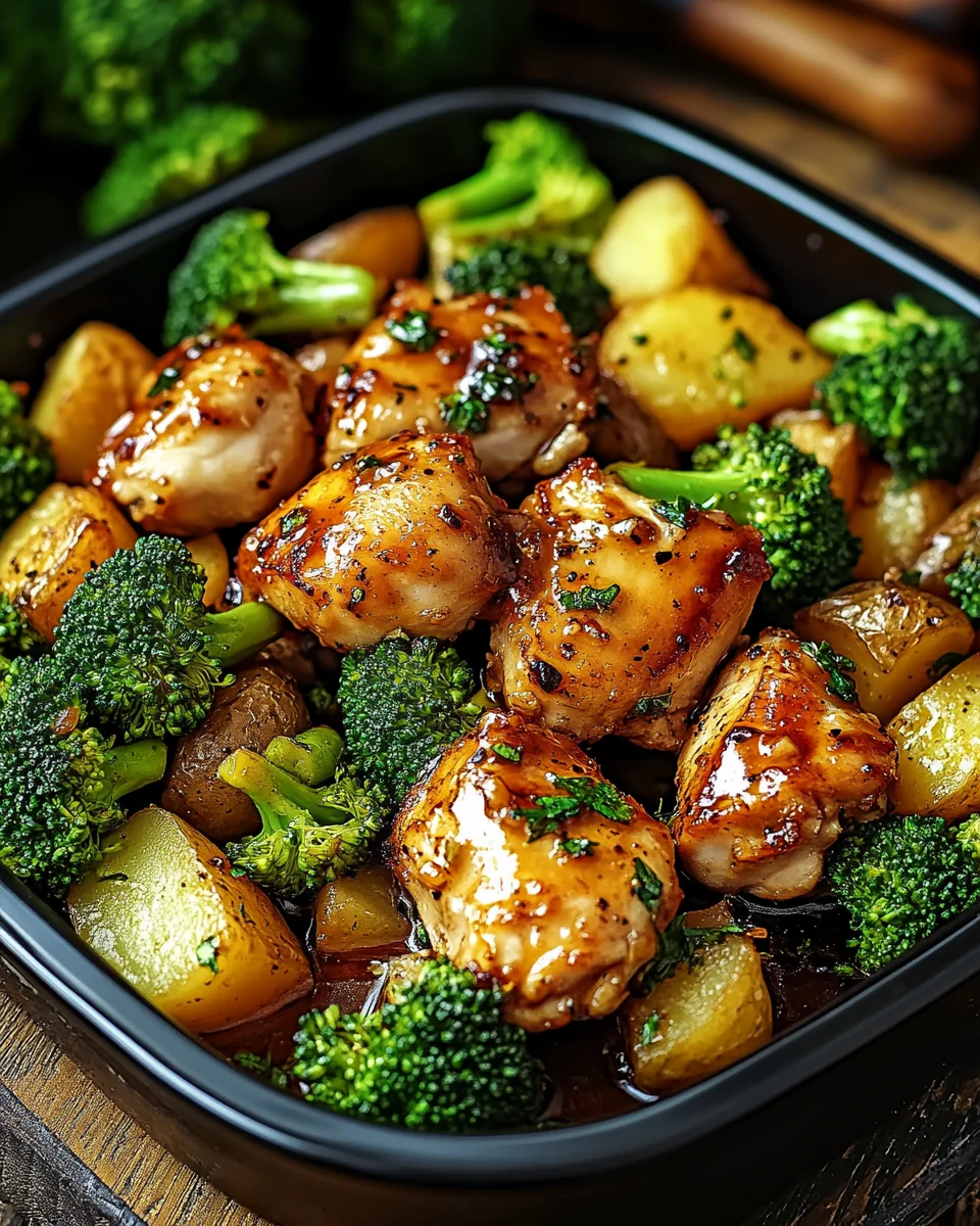 Honey-Garlic Chicken with Broccoli and Potatoes