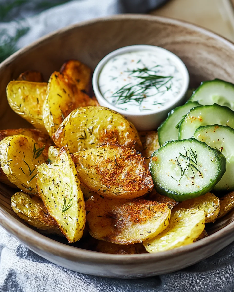 Kartoffelspalten mit Gurkendip 18 Kartoffelspalten