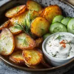 Kartoffelspalten mit Gurkendip
